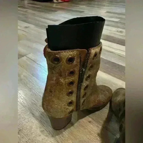 Diba True Women's Sz 7 Shoes Brown Leather Lace Up Zip Distressed Ankle Boots - Picture 12 of 14